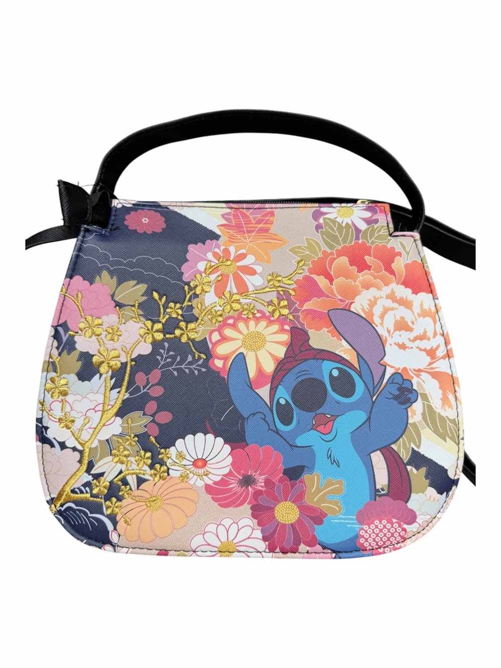 Disney Loungefly Blue Stitch Floral Dome Crossbody Shoulder Handbag Bag